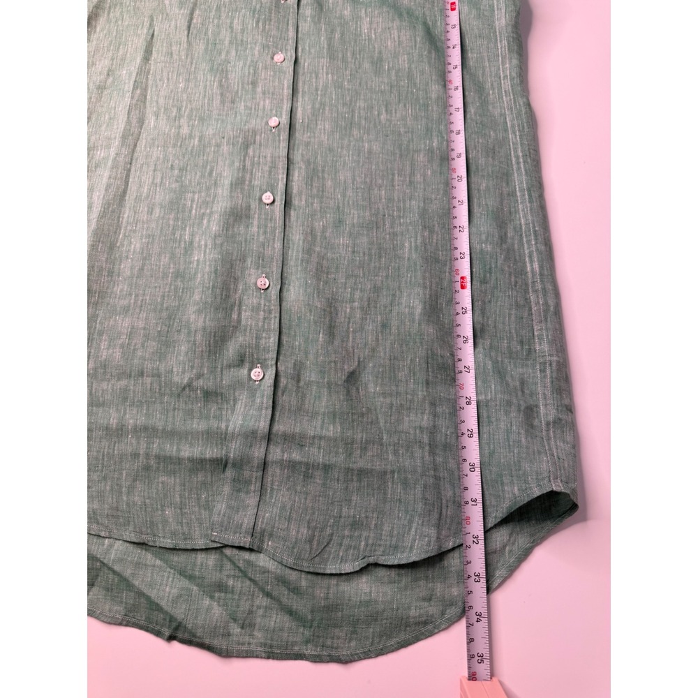 Frank & Eileen Mary Shirt Dress XXS Green 100% Linen Button Front Coastal NWOT - Picture 5 of 12